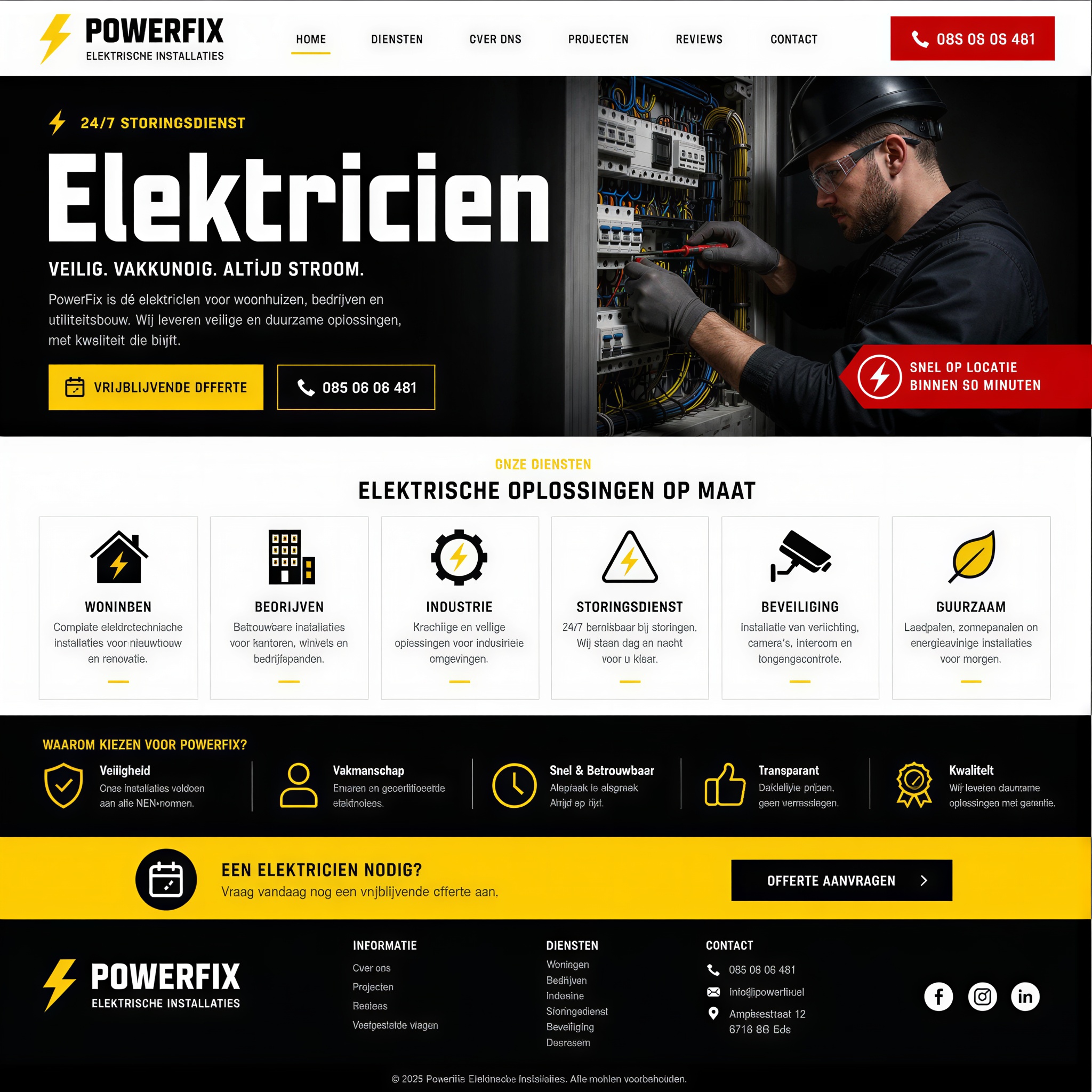 Website voor Elektricien Van den Berghe